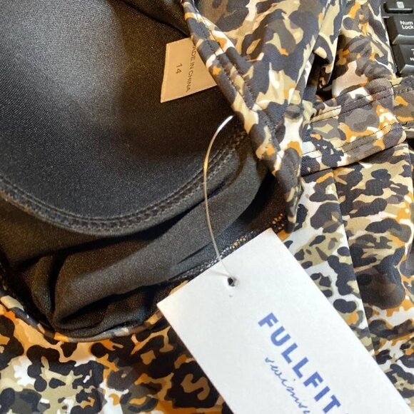 New Leopard Print V-Neck Twist Tankini Top, Size 14 - Picture 5 of 6